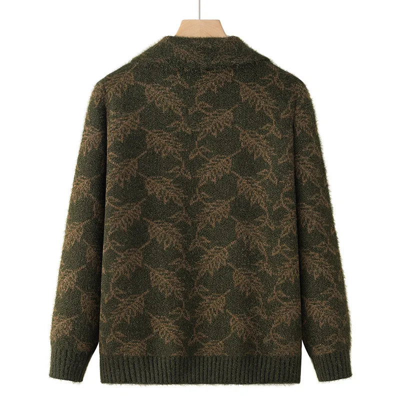 Mode Oma Gestrickte Oberbekleidung Mantel Herbst Winter Verdicken Pullover Jacke Mittleren Alters Mutter Tops Frauen Strickjacke Mujer 4XL