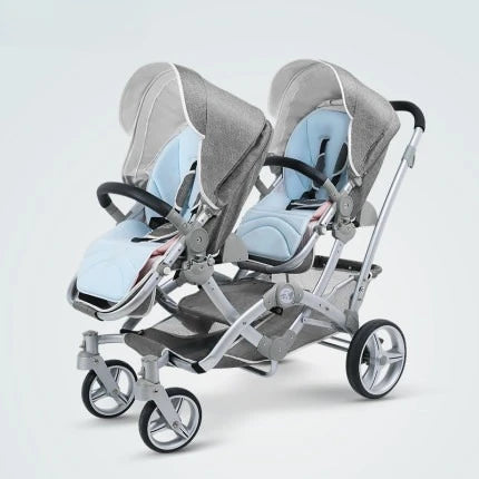 Faltbarer Zwillingskinderwagen, Doppelsitz-Kinderwagen für zwei Babys, stoßdämpfender Zwillingskinderwagen, multifunktional