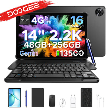 DOOGEE Tablet-PC 2-in-1 Tab E3 Max Gmini AI 14-Zoll-Bildschirm 2.2K Akku mAh Android 16 48GB (8 + 40) 256 GB Helio G100 AI Tablet