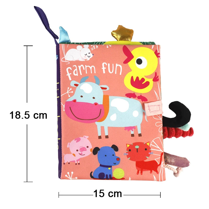 Weiche Babybücher, 3D-Touch-Feeling, kontrastreiches Stoffbuch, sensorisches frühes Lernen, Kinderwagenspielzeug für Kleinkinder, Geschenke von 0–12 Monaten