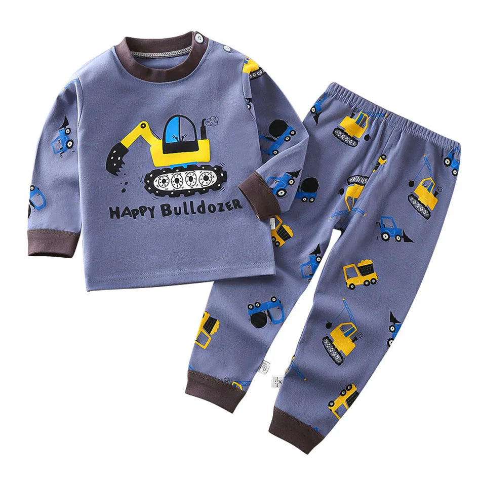 Baumwolle Kinder Pyjamas Set für Jungen Mädchen Herbst und Winter Cartoon Schlafen Loungewear Kinder Nacht Nachtwäsche Hause Tragen Kleidung