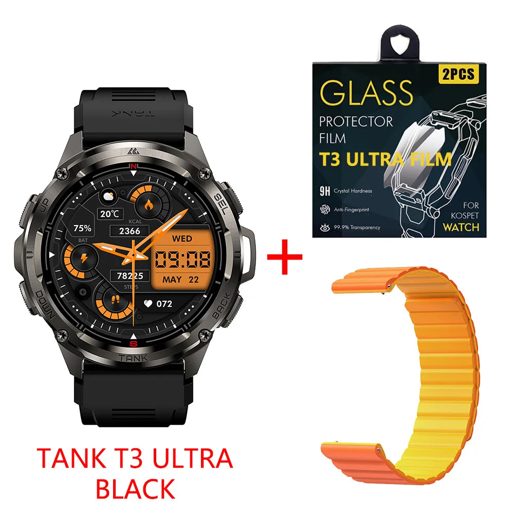 2025 KOSPET TANK T3 Ultra GPS Smart Uhr Für Männer Smartwatch Frauen 470 mAh Batterie Digitale Fitness AMOLED AOD Bluetooth uhren
