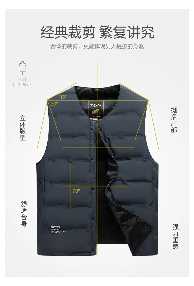 QYLVAWOY Herren Mittleren Alters Ältere Papas Herbst Winter Daunenweste Opa Gilet Dünner Stil Ärmellose Jacke LJ2105