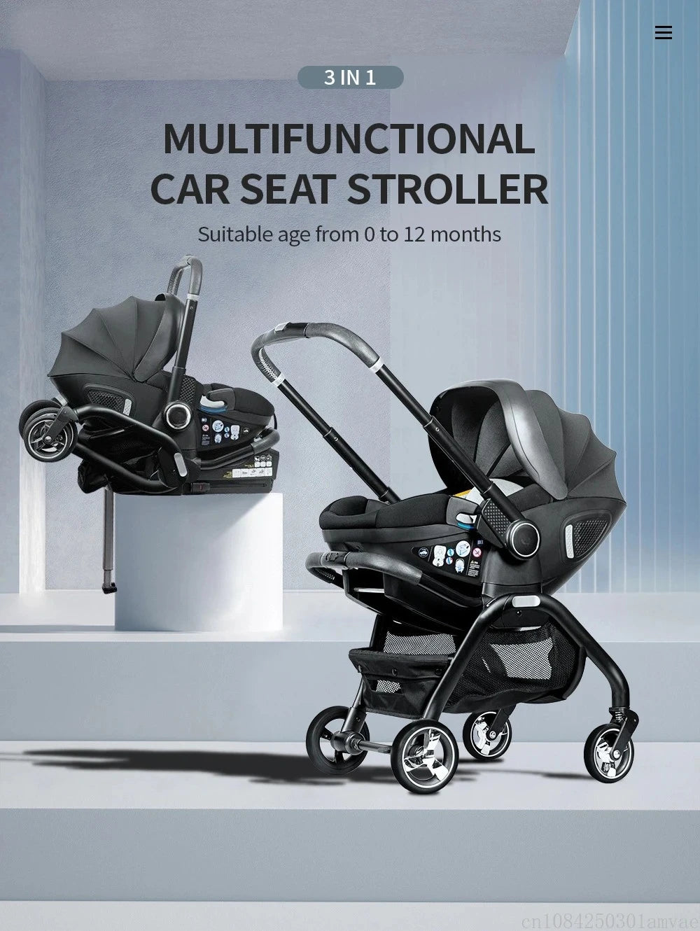 4-in-1 Kinderwagen, Luxuriöser Tragbarer Leichter Babywagen mit ISOFIX-Basis und Kindersitz für Neugeborene