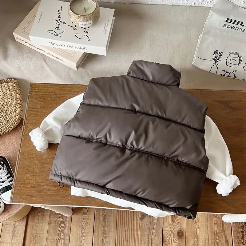 Kinder-Daunen-Baumwollweste, neues Herbst- und Winter-Tanktop für Jungen und Mädchen zum Tragen im Teenageralter, dicker Mantel