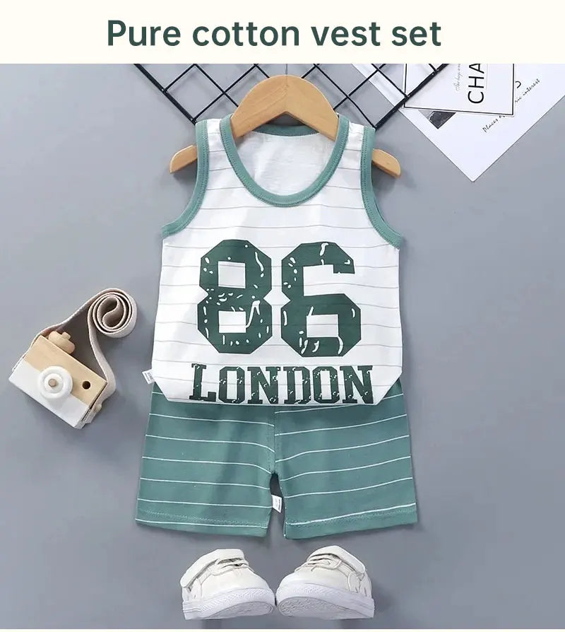 Kinder setzt Kinder kleidung Jungen Mädchen Weste Anzug Sommer Kinder kleidung Baby Baumwolle T-Shirts Shorts Tank Top ärmel los