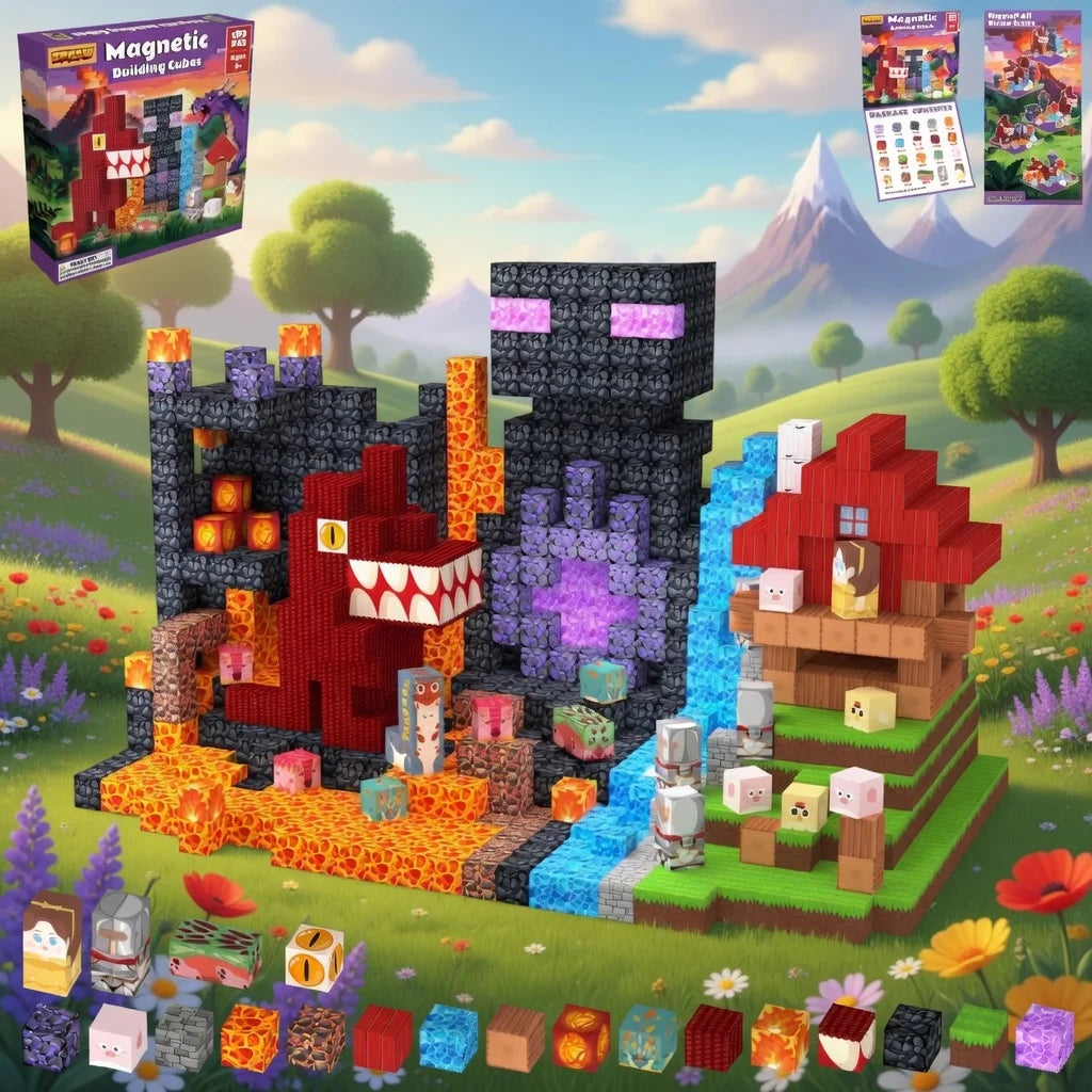 FUNXINEE Dinosaurier-Themenpark NEUE Magnetblöcke, 3D-Dinosaurier-Modell zum Selberbauen, STEM-Konstruktionsspielzeug, kreatives Geburtstagsgeschenk für Kinder