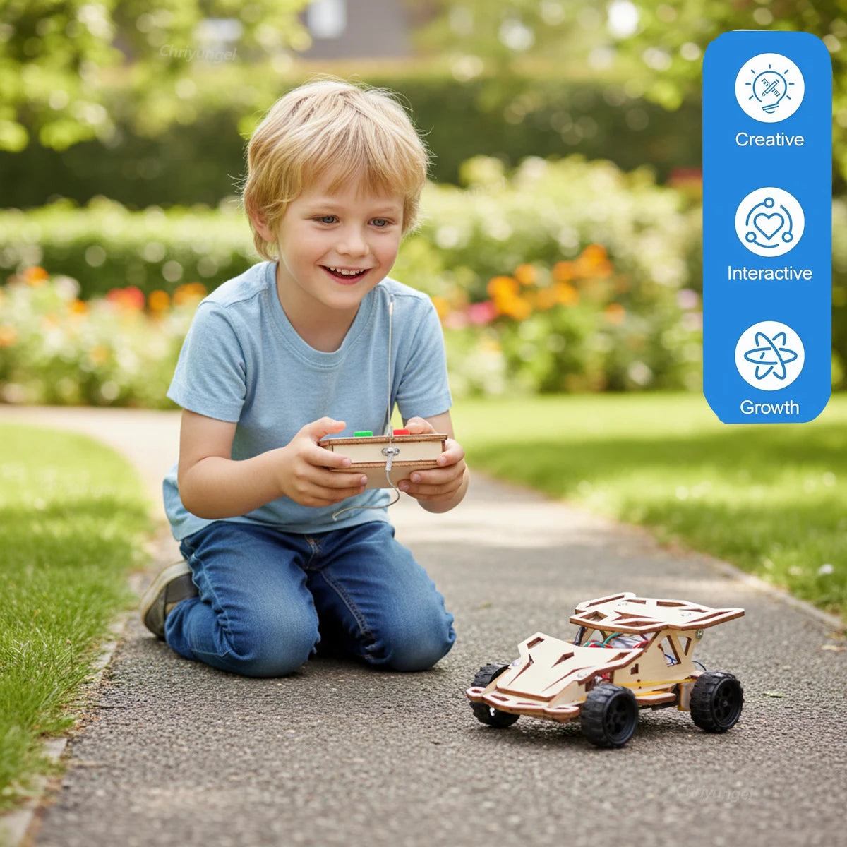 DIY Holz Fernbedienung Auto Mini Allradantrieb Rennwagen Wissenschaft Experiment Kits STEM Lernspielzeug für Teenager Kinder Geschenke
