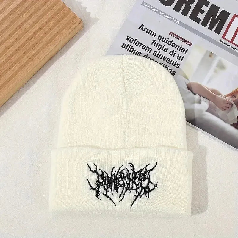 Warme Wintermützen für Damen und Herren, Gothic Street Punk Strickmützen, 100% Acryl, Modische Wärmende Skullies Beanies.