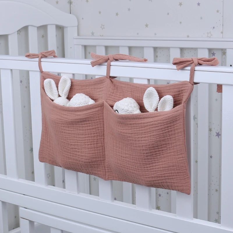 Babybett-Organizer, Kinderbett, Caddy, Bett, Aufbewahrungstasche, 2 Taschen, Nachttisch, hängende Windel, Kinderzimmer, Spielzeug, Tasche, Windeln, Kinderwagen, Organisieren
