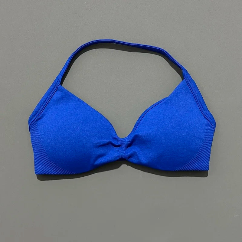 Sport-BH mit Trägern, Yoga-Unterwäsche, Damen-Gymnastik-Top, Lauftraining, rückenfreier BH, hohe Unterstützung, aktive Kleidung, Fitness, Workout, Neckholder