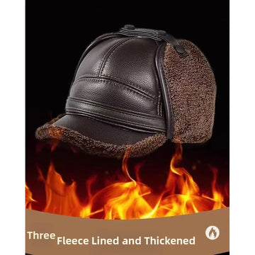 Herbst-Winter-Mütze mit warmem Fleecefutter und Ohrenklappe für Herren, ältere Menschen, Opa, thermische, winddichte, warme, bequeme Baseballkappe