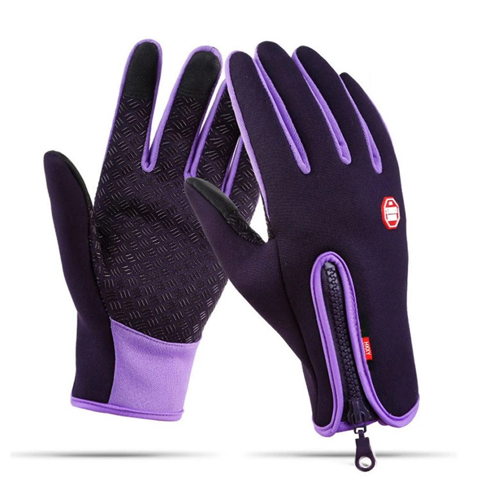 Mann warme Winterhandschuhe Touchscreen wasserabweisende winddichte Handschuhe Ski Outdoor Sport Radfahren Fahren Reißverschluss schwarze Handschuhe Frauen