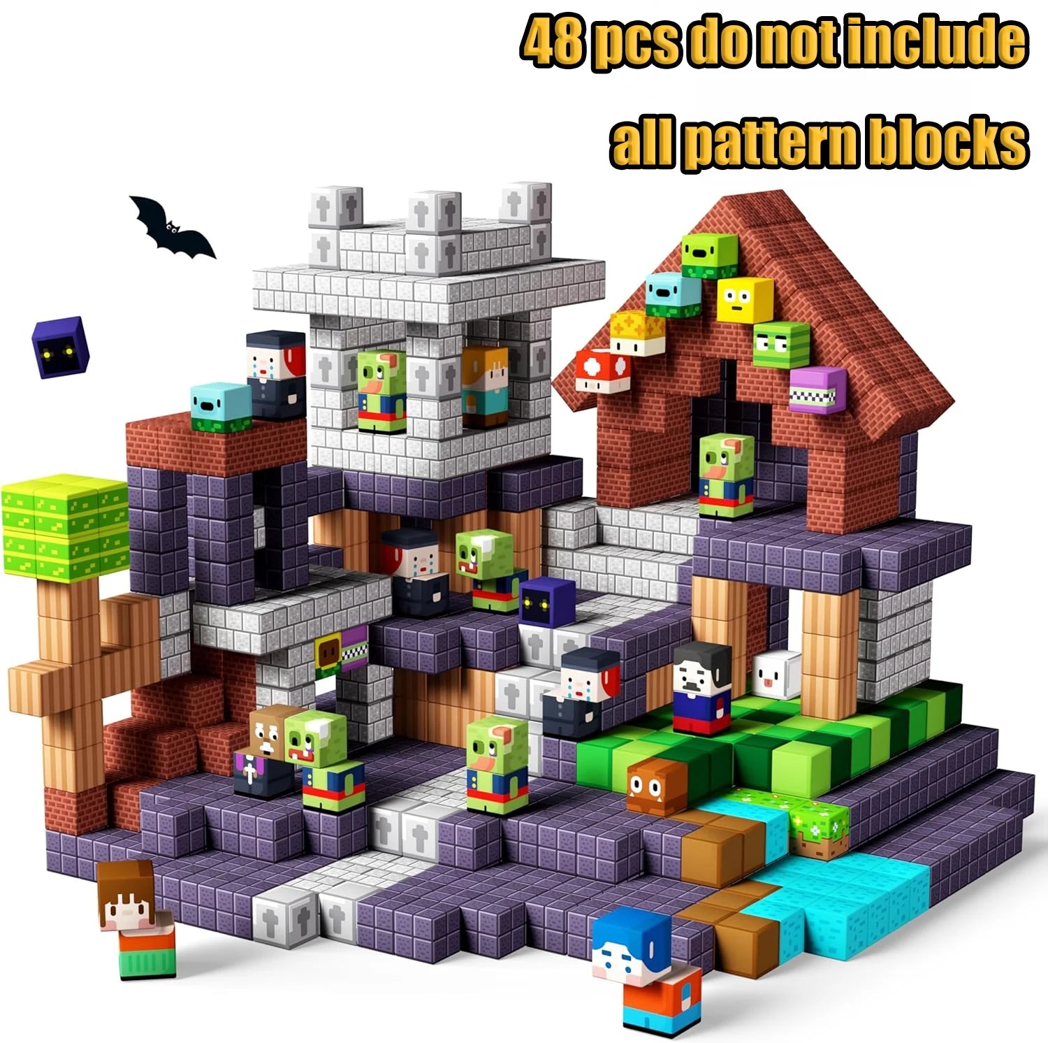 Magnetische Bausteine Minenwelt Magnetische Minenexploration Konstruktions-Würfel STEM Spielzeug-Set Geschenk für Jungen Mädchen Kinder