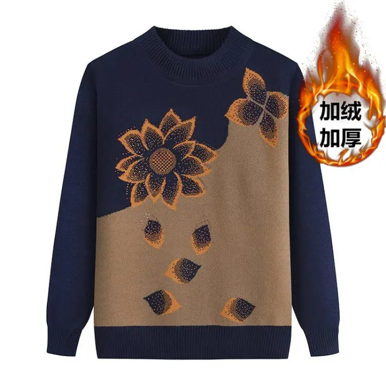 Winterkleidung Oma Pullover Strickpullover Dicker mittlerer Alter Ältere Mutter Bottoming Shirt Samt Langarm Top Damen