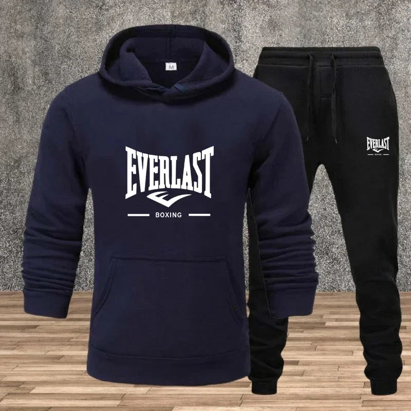 Ein neues modisches Fitness-Jogging-Freizeitset für Herren für Herbst und Winter, bestehend aus zweiteiligem Kapuzenpullover und Hose.