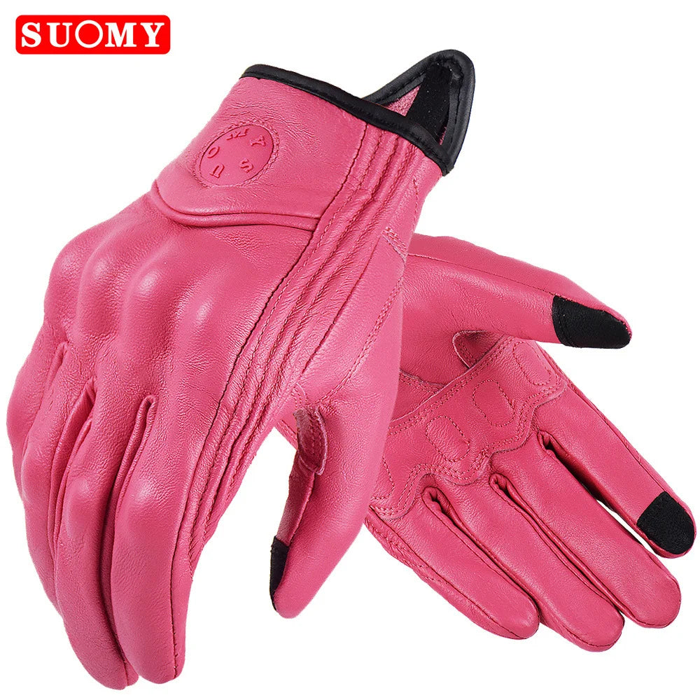 SUOMY Winter Warme Damen Rosa Motorradhandschuhe 100% Wasserdicht Lady Teens Mädchen Lila Motocross Motorrad Racing Reithandschuhe