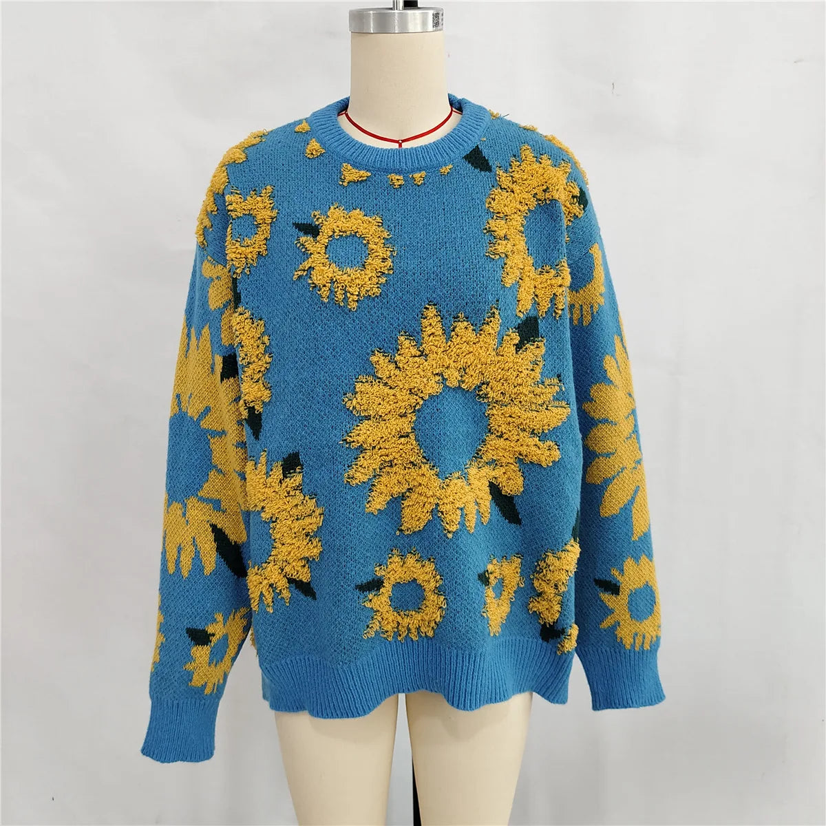 Damen Herbst Pullover Damen Mode Rundhalspullover mit Blumendruck, vielseitig einsetzbar für Herbst und Winter Herbst Pullover Damen