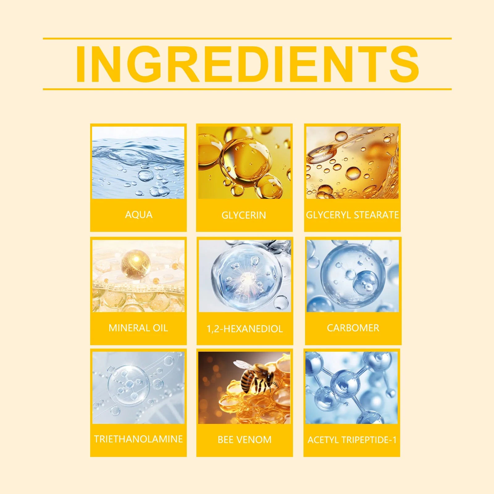Bee Venom Straffende Creme für schlaffe Haut, Lifting, Straffung, Anti-Falten, Verblassen feiner Linien, feuchtigkeitsspendende Multi-Action-Körpercreme