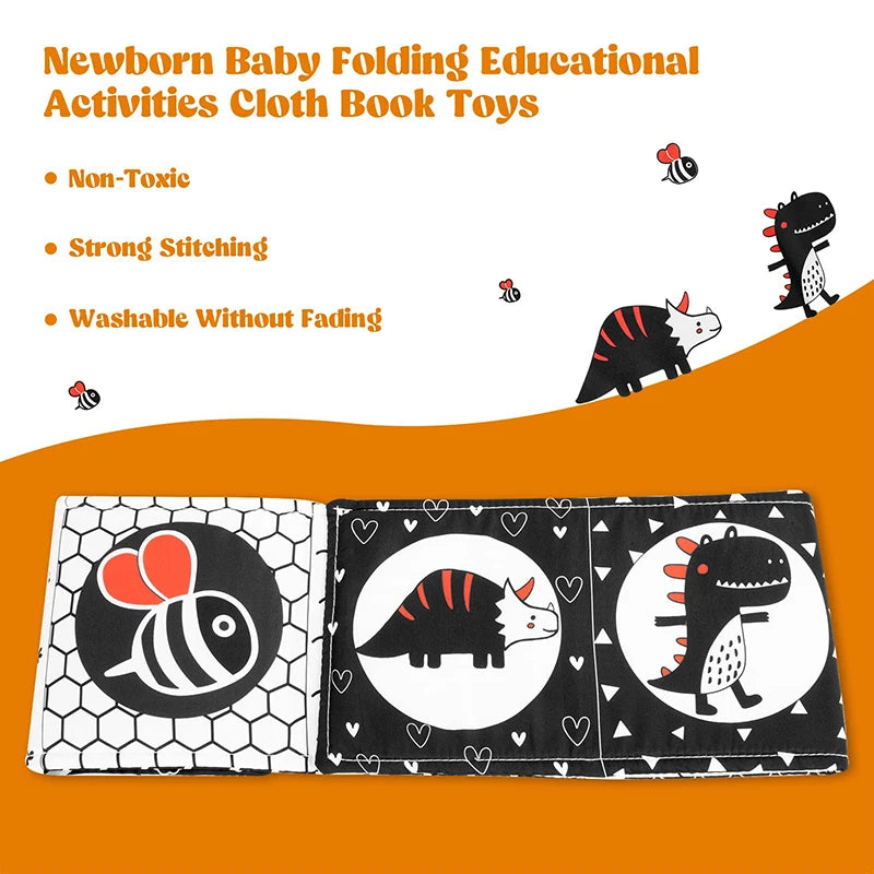 Weiche Babybücher, 3D-Touch-Feeling, kontrastreiches Stoffbuch, sensorisches frühes Lernen, Kinderwagenspielzeug für Kleinkinder, Geschenke von 0–12 Monaten