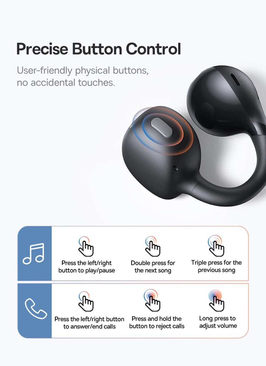 Baseus BC1 Ohrclip-Ohrhörer, kabellose Open-Ear-Kopfhörer, Bluetooth 6.0, Clip-on-Sportkopfhörer, 4 Mikrofone, Super-Bass, IP55, Ohrhörer
