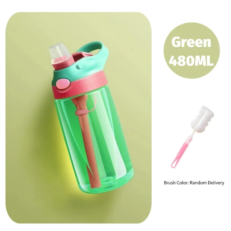 480 ml Baby-Fütterungsbecher, auslaufsichere Wasserflasche mit Strohhalm, tragbar, für Reisen, Fitnessstudio, Camping, Flasche, Safttrinkflasche für Kinder