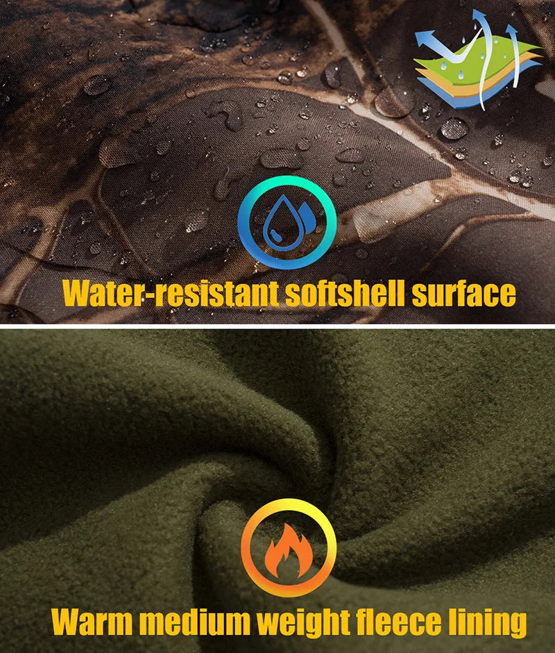 Männer Silent Soft Shell Camouflage Taktische Jacke Wasserdichte Warme Fleece Jagd Jacken Outdoor Wandern Angeln Mit Kapuze Mantel