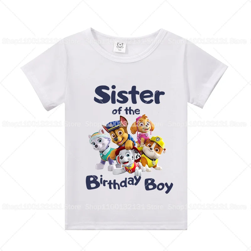 Paw Patrol Erwachsene Kinder Familie Geburtstag T-Shirts Cartoon Mama Papa Top T-Shirts Kurze Ärmel Sommerhemden Jungen Mädchen Frauen Männer Kleidung