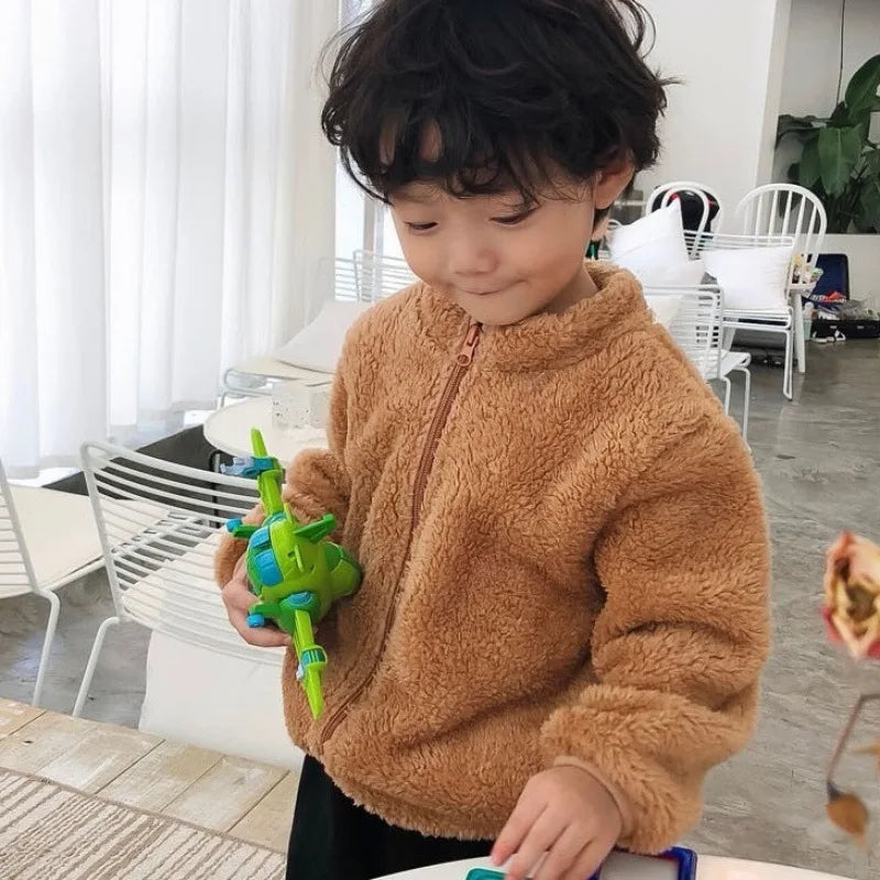 Rosa Mädchen-Jacken, Herbstmantel, Winter-Thermo-Fleecejacke für Kinder, 1, 2, 3, 4, 5 Jahre, Kindermäntel, warme koreanische Oberbekleidung