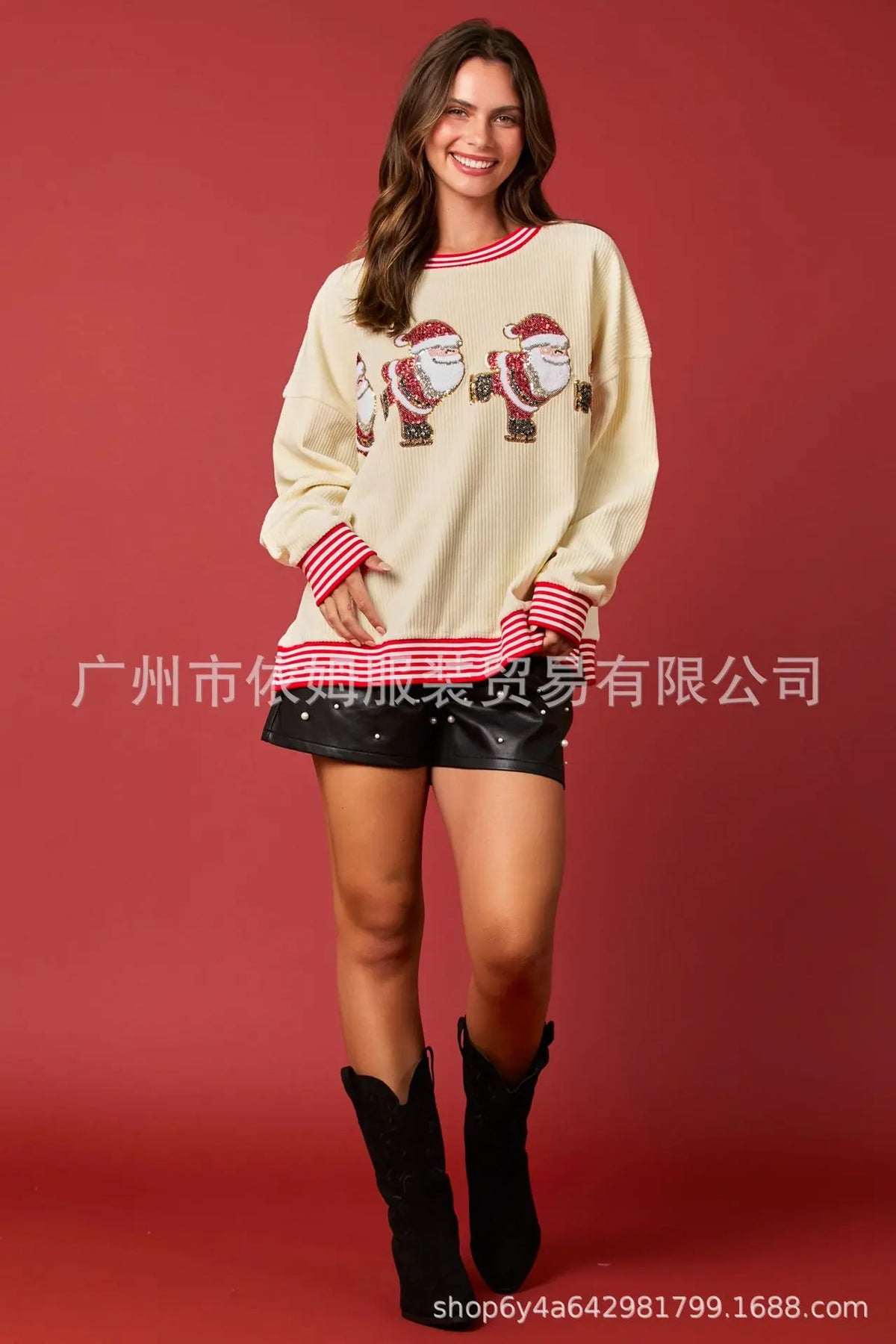 Weihnachten Rundhals Langarm Vielseitig Lose Urlaub Mode Pullover Frauen Herbst Modus 2025, Sweter Damski Herbst Pullover
