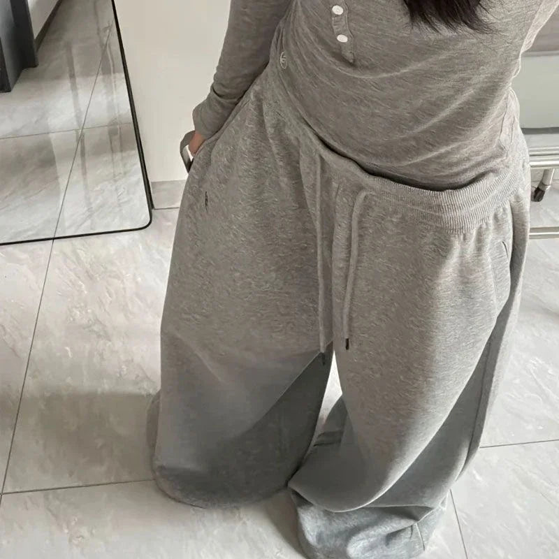 Amerikanischen Retro Hip-Hop Übergroßen Frau Schwarz Casual Jogginghose Koreanische Streetwear Lose Jogging Hosen Hohe Taille Breite Bein Hosen