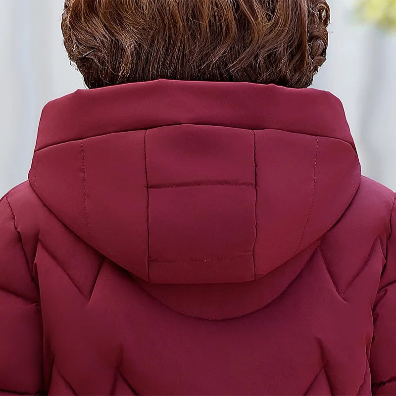 Frauen Winter Puffer Baumwolle Gefütterte Jacke Oma Mit Kapuze Fleece Dicke Parkas Warme Lose Retro Stickerei Schnee Mantel Lose Weibliche