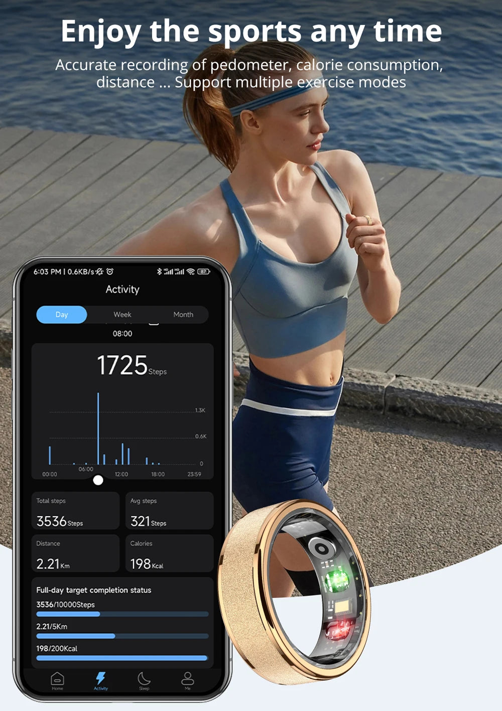 COLMI R10 Smart Ring mit Ladeetui für Männer und Frauen, Gesundheits- und Schlafmonitor, 5ATM wasserdicht, Multi-Sport-Modus