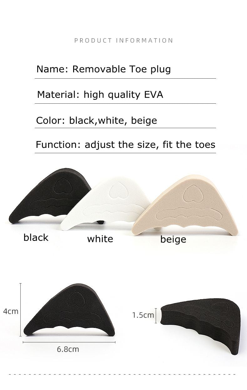 Zehenstopfen, weiche halbe Einlegesohlen, wiederverwendbare Zehenschwamm-Füller-Einsätze für Schuhe, verstellbare, zu große Fußstützen-Pads, Unisex-Schuheinlagen