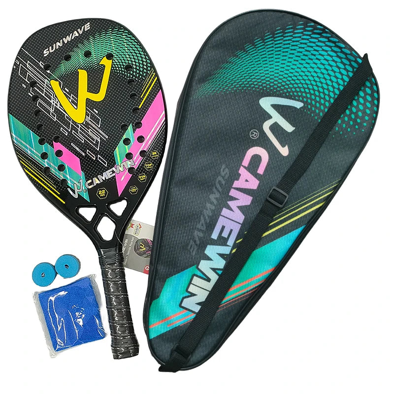 Camewin 3K Beach-Tennisschläger aus Vollcarbonfaser mit rauer Oberfläche, Outdoor-Sportschläger für Männer, Frauen, Erwachsene, Senioren, 2024 Neu