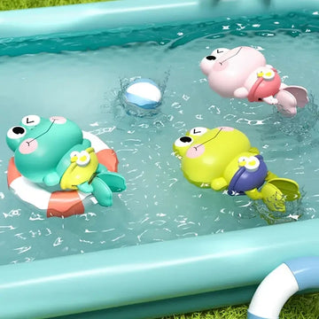 Aufziehbares Schwimm-Frosch-Badespielzeug für Kleinkinder, ohne Batterie, formfreies ABS-Montessori-Wasserspielzeug für Kinder