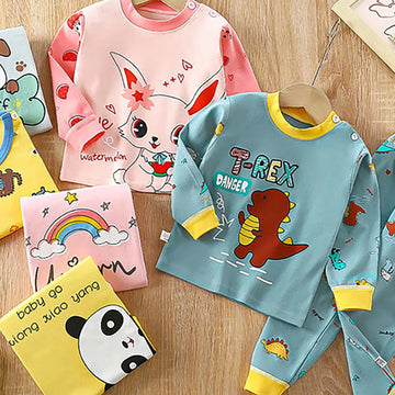 Baumwolle Kinder Pyjamas Set für Jungen Mädchen Herbst und Winter Cartoon Schlafen Loungewear Kinder Nacht Nachtwäsche Hause Tragen Kleidung