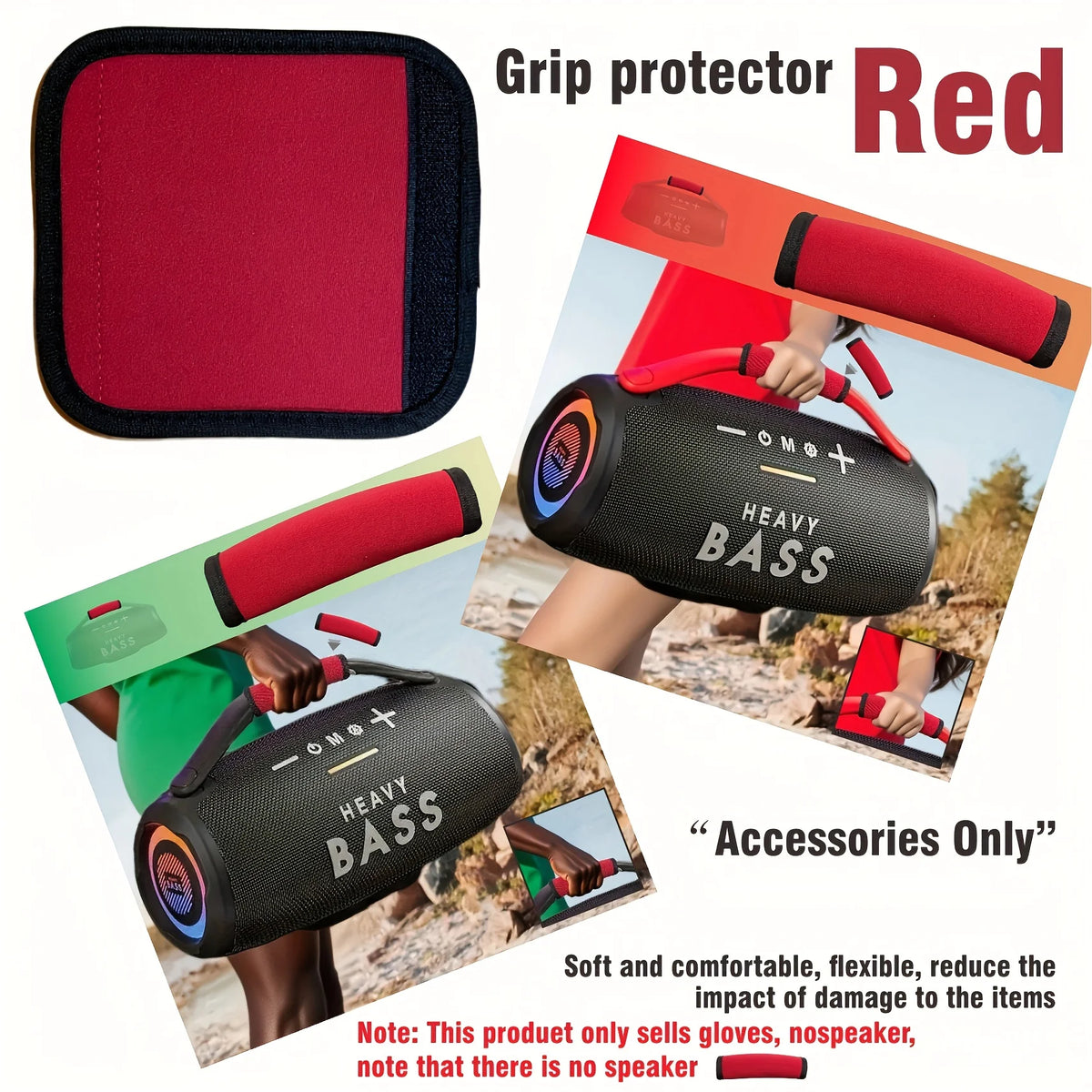 Robustes Armband mit Subwoofer-Griff – Auto-Stereo-Zubehör aus rotem Stoff mit rutschfestem Griff, kompatibel mit Auto-Verstärker-Spea