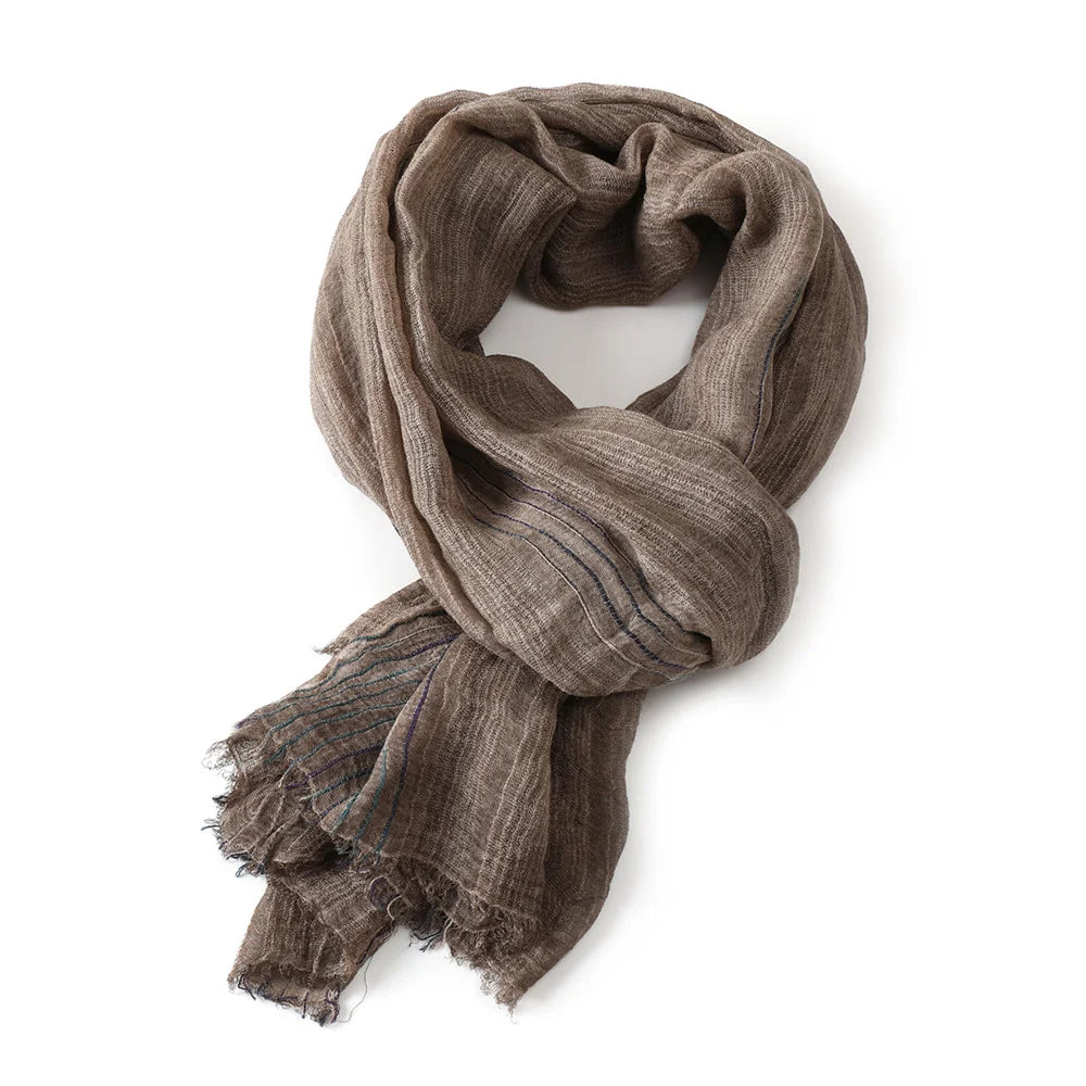 Baumwolle Leinen Gestreiften Männer Schals Herbst Winter Warme Halstuch Pashmina Männlichen Zubehör Kurze Quaste Bufanda Schal