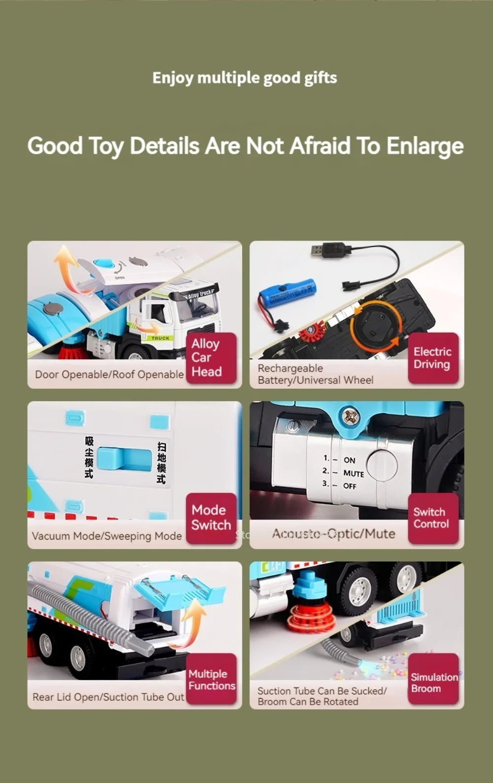 1:50 Elektrische Kehrmaschine Legierung Bewässerung Lkw Diecast Modell Miniatur Spielzeug Auto Türen Geöffnet Sound Licht Fahrzeuge für Kinder Geschenke