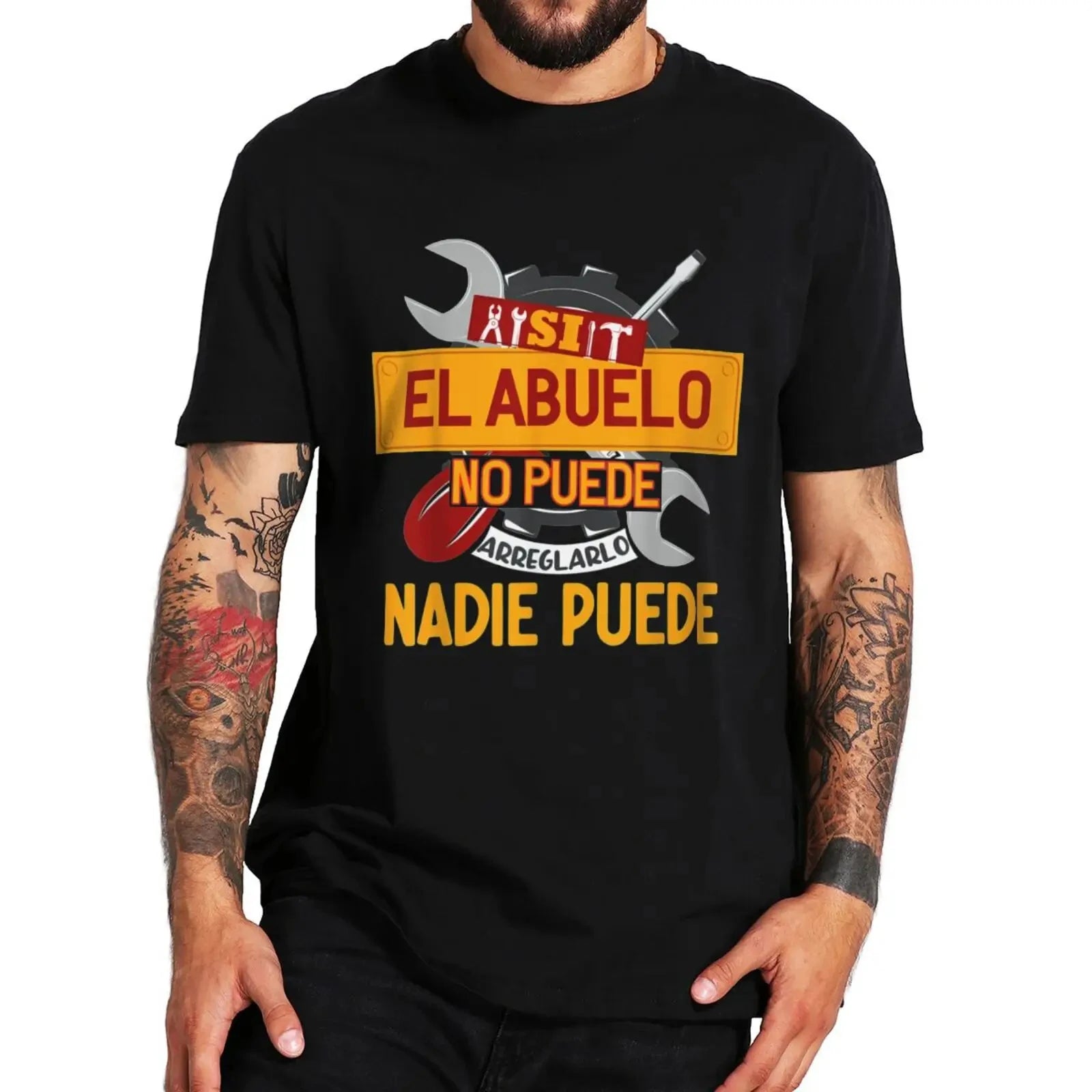 Wenn Papa es nicht reparieren kann, sind wir geschraubt T-Shirt Retro Spanisch Vater Papa Geschenk Männer Kleidung Unisex Baumwolle lässig EU-Größe T-Shirt