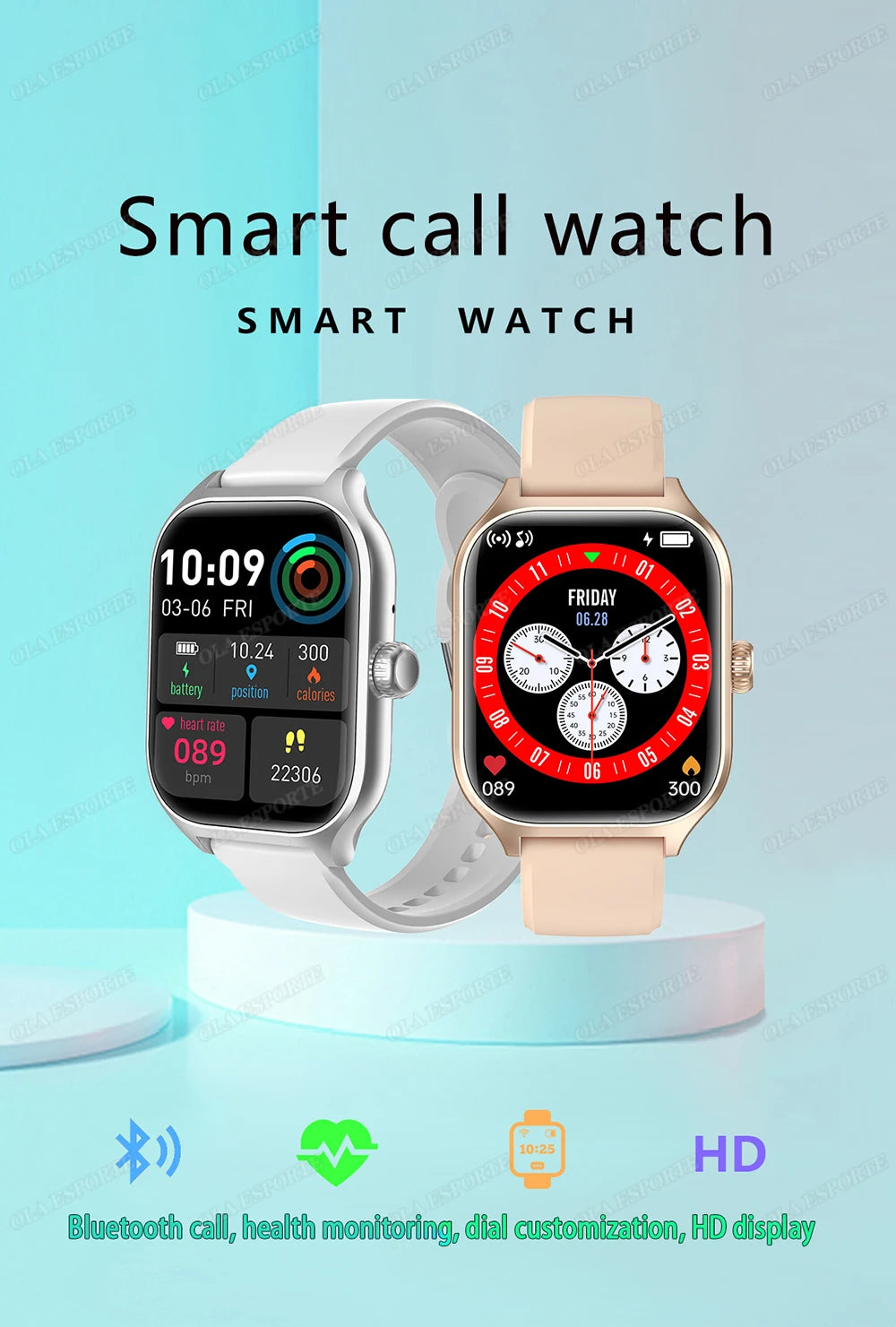 Smart Watch für Android IOS Uhren 1,83 Zoll HD Display Bluetooth Anruf Nachricht Alarm Musik Sport Modus Smartwatch Männer Frauen Geschenk