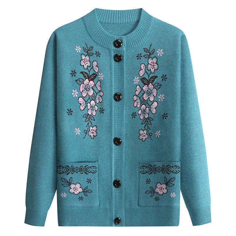 Dicke warme Oma Winter Pullover Strickjacke Frauen Kleidung mittleren Alters ältere Mutter Frühling Herbst Mantel stricken alte Dame Top XL-4XL
