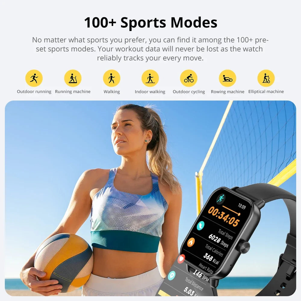COLMI P81 Voice Calling Smart Watch Ultra 1,9 Zoll Bildschirm 24H Gesundheitsmonitor 100+ Sportmodi, Bluetooth Smartwatch Männer Frauen