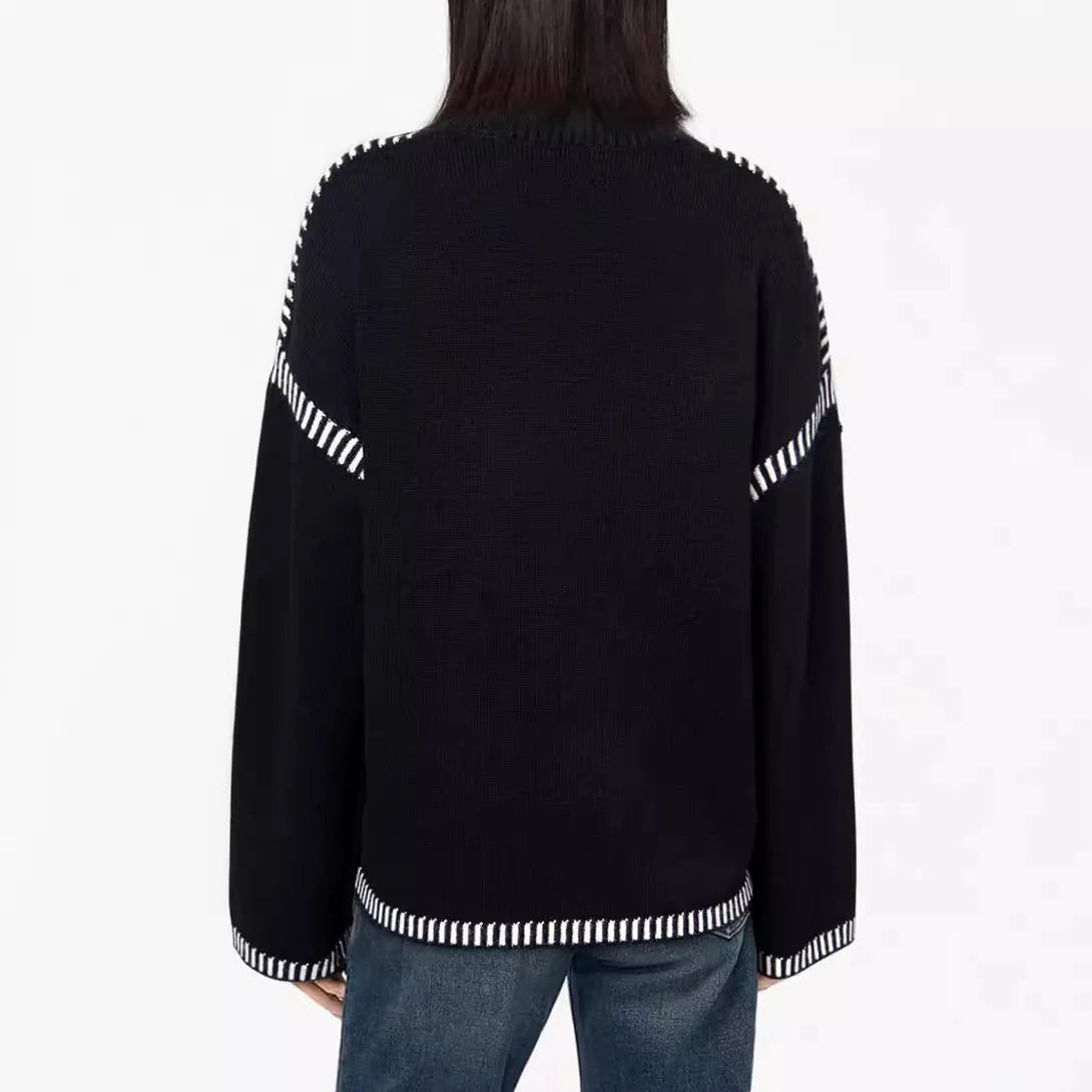 Strickwaren Damen Kleidung Sueter Roupas Femininas Damen Winter Strickpullover Rundhalsausschnitt Lose Lange Ärmel Herbst Mode 2025