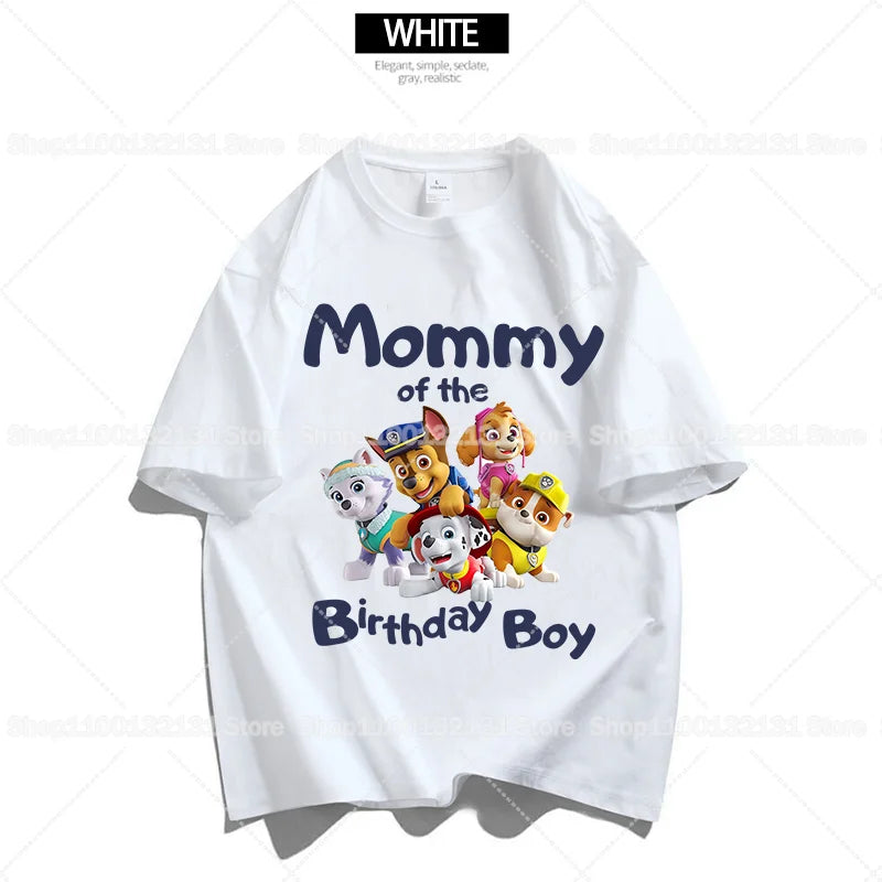Paw Patrol Erwachsene Kinder Familie Geburtstag T-Shirts Cartoon Mama Papa Top T-Shirts Kurze Ärmel Sommerhemden Jungen Mädchen Frauen Männer Kleidung