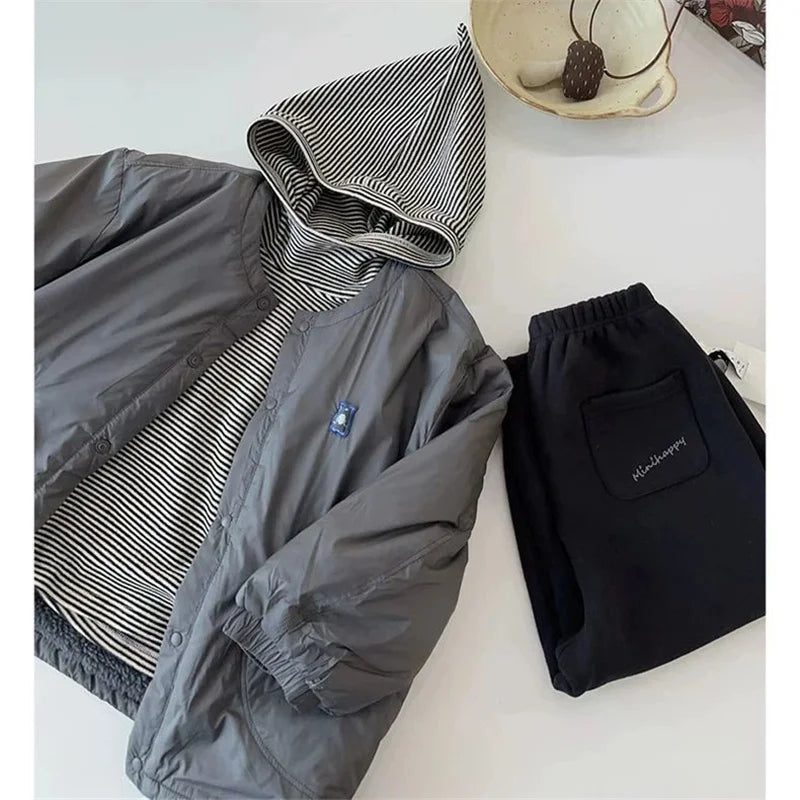 Jungen Gepolsterte Mäntel Kinder Verdickte Jacke Winter Warme Mode Oberbekleidung Kinder Herbst Neue Parkas Teen Lose Baumwolle Kleidung
