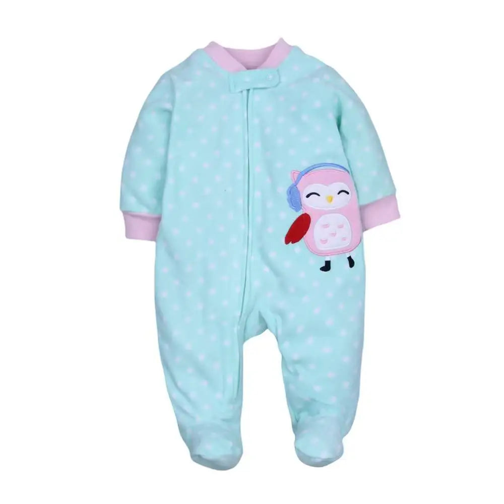 Neugeborenen-Strampler Frühling Herbst Fleece Reißverschluss Jungen Mädchen Pyjama Outfit Tier-Jumpsuit Säuglingskleidung 0-12 Monate