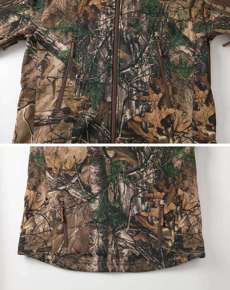Männer Silent Soft Shell Camouflage Taktische Jacke Wasserdichte Warme Fleece Jagd Jacken Outdoor Wandern Angeln Mit Kapuze Mantel