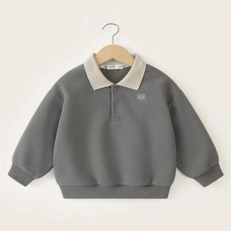 Jungen Pullover Kinder Polo Kragen Pullover Frühling Herbst Neue Kinder Teenager Langarm Brief Mantel Baby Casual Pullover 2-8 Jahre